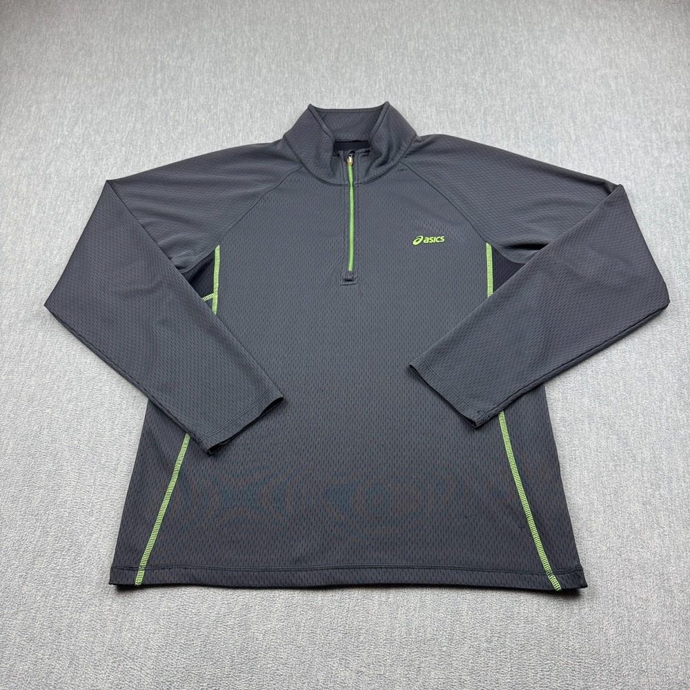 Asics Jacket Mens Medium Black Trainer 1/4 Zip Mesh Active Long Sleeve Mock Gym